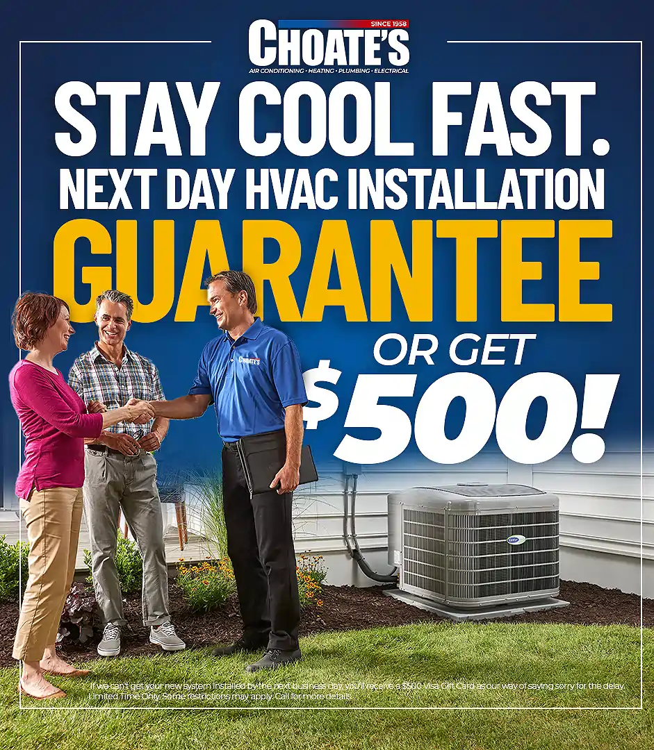 choates next day hvac install $500 Gift Card