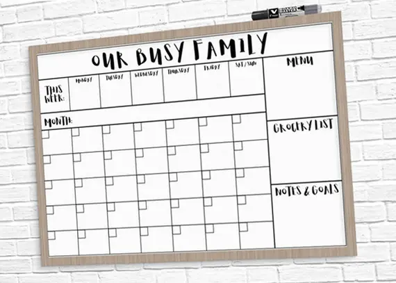 family calendar with back to school events and service reminders