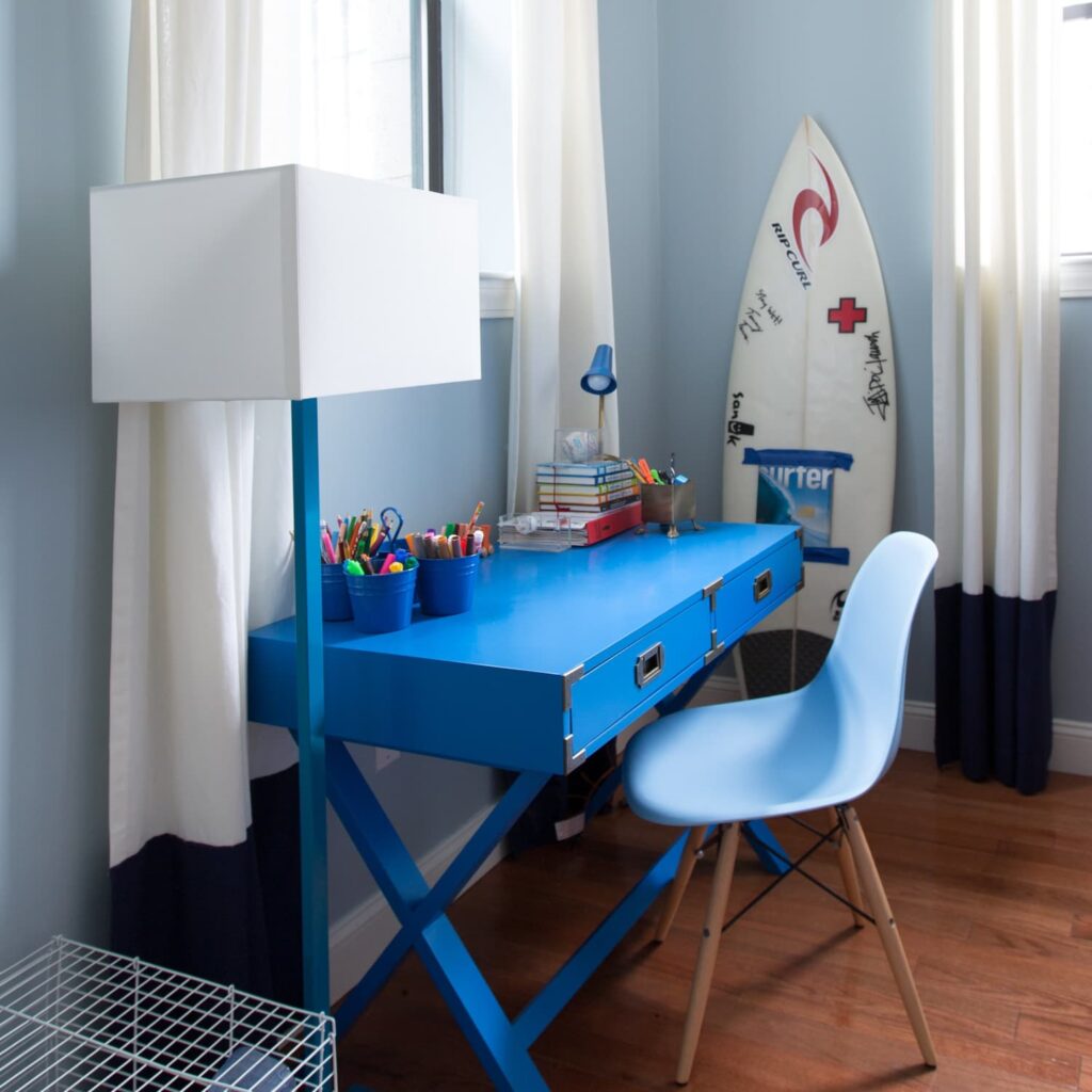study station setup with good lighting for kids