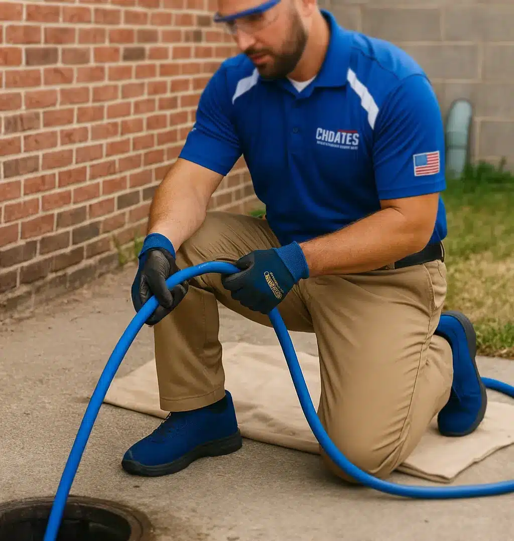 plumber performing hydro jetting for sewer clog in memphis